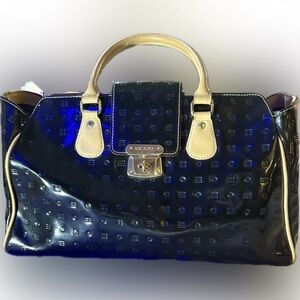 Arcadia patent leather large top open satchel